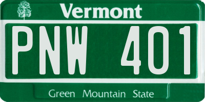 VT license plate PNW401
