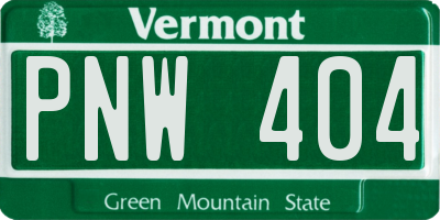 VT license plate PNW404
