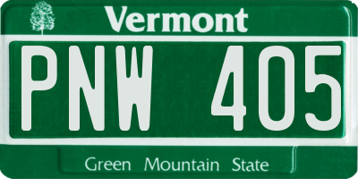 VT license plate PNW405