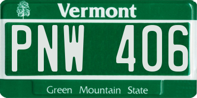VT license plate PNW406