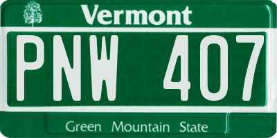 VT license plate PNW407