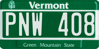 VT license plate PNW408