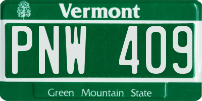 VT license plate PNW409