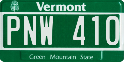 VT license plate PNW410