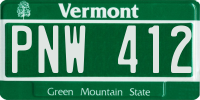 VT license plate PNW412