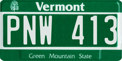 VT license plate PNW413