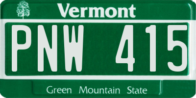 VT license plate PNW415
