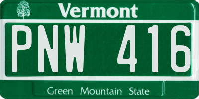 VT license plate PNW416