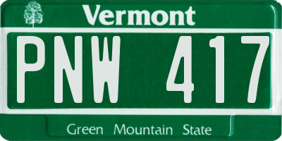 VT license plate PNW417