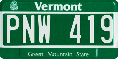 VT license plate PNW419