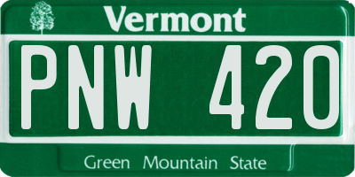VT license plate PNW420