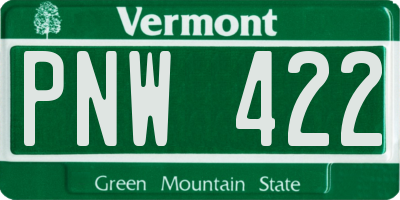 VT license plate PNW422