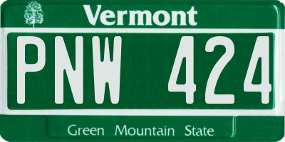 VT license plate PNW424