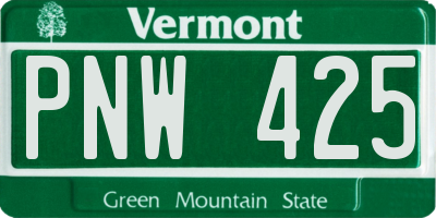 VT license plate PNW425