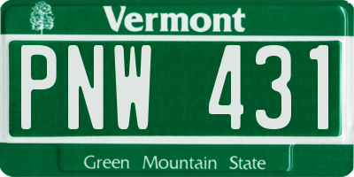 VT license plate PNW431