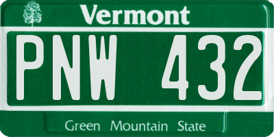 VT license plate PNW432