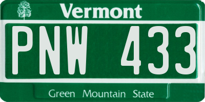 VT license plate PNW433