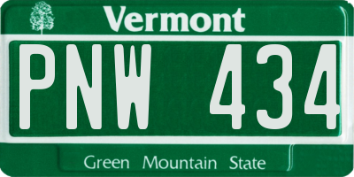 VT license plate PNW434