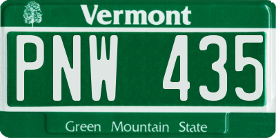 VT license plate PNW435