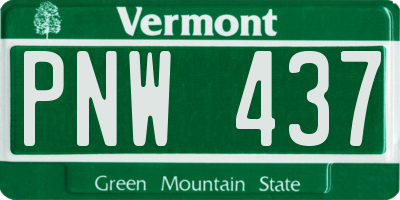 VT license plate PNW437
