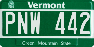 VT license plate PNW442