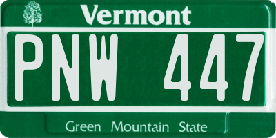 VT license plate PNW447