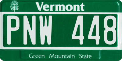 VT license plate PNW448