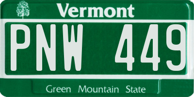 VT license plate PNW449