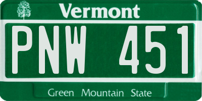 VT license plate PNW451