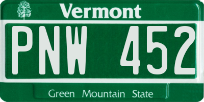 VT license plate PNW452