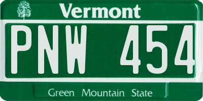 VT license plate PNW454