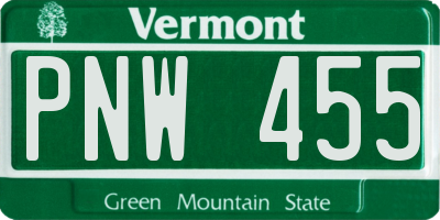 VT license plate PNW455