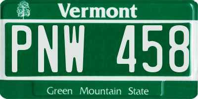 VT license plate PNW458