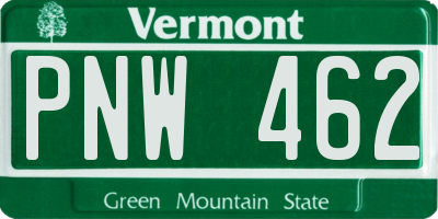 VT license plate PNW462