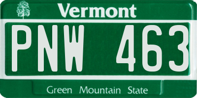 VT license plate PNW463