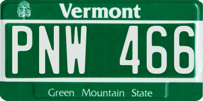 VT license plate PNW466