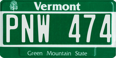 VT license plate PNW474