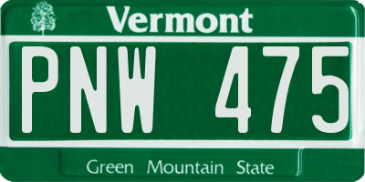 VT license plate PNW475