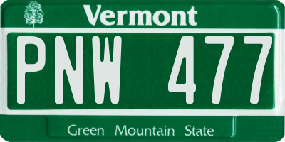 VT license plate PNW477