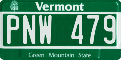 VT license plate PNW479