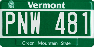 VT license plate PNW481