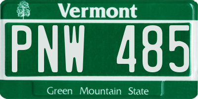 VT license plate PNW485