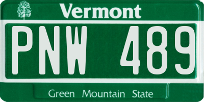 VT license plate PNW489