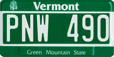 VT license plate PNW490
