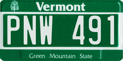 VT license plate PNW491