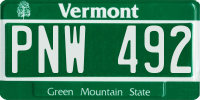 VT license plate PNW492