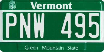 VT license plate PNW495