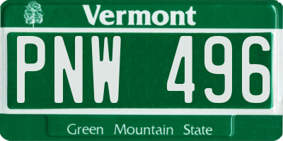 VT license plate PNW496