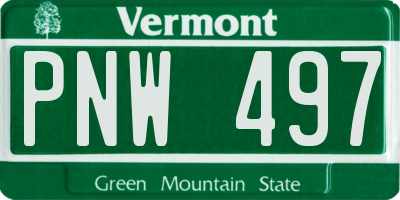 VT license plate PNW497