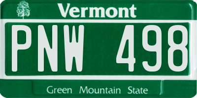 VT license plate PNW498